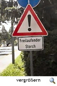 Schild "Freilaufender Storch" in Oldau, Foto H. Ramm